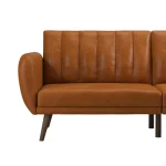 A close Up view of Brown Leather Sofa For Work space in Dubai