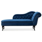 Front View Of Blue Velvet Chaise Sofa in Dubai