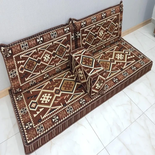 Richly upholstered Majlis sofa in a classic style.