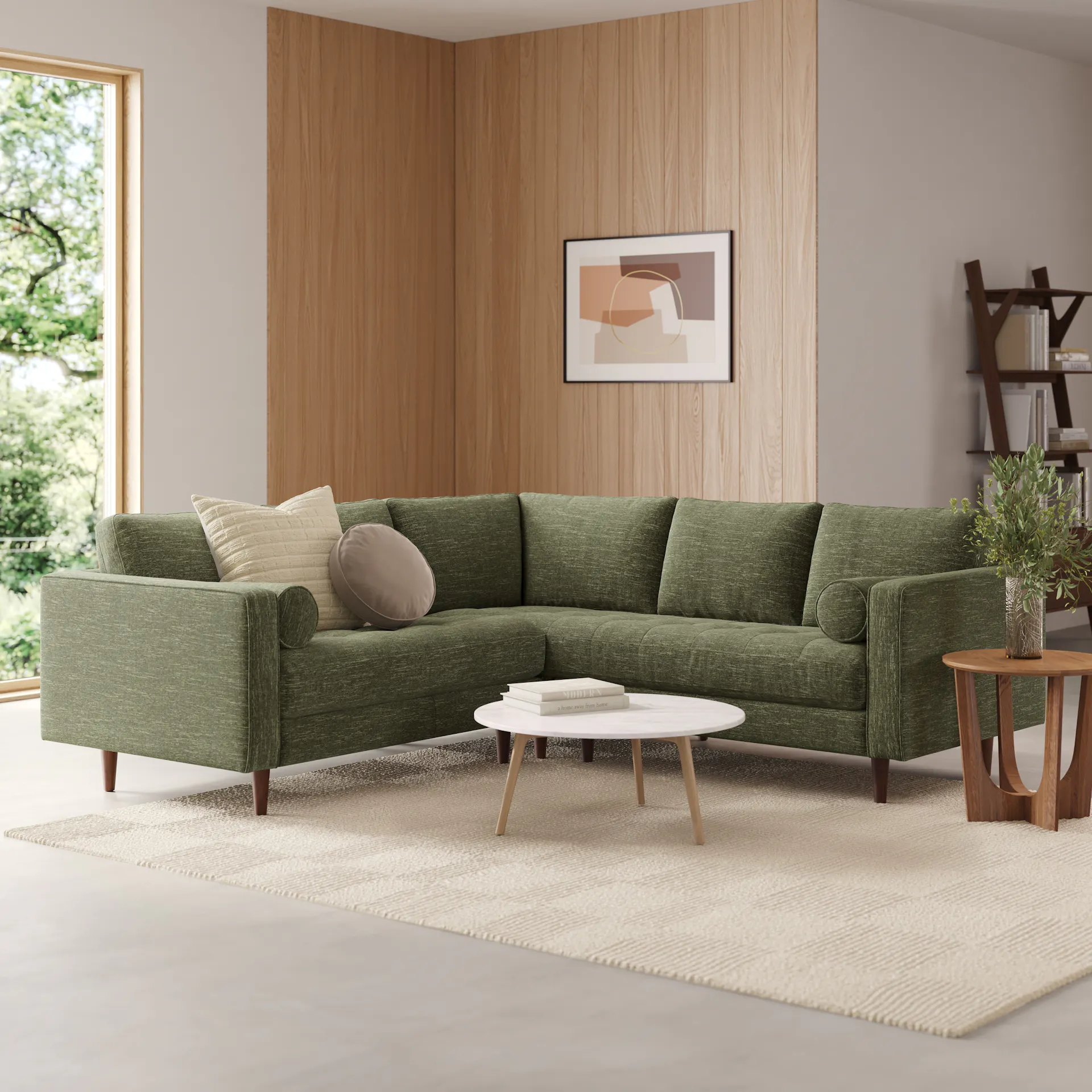 Sven 91 Tufted Corner Sectional - Fir Green Product Image