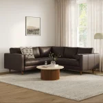 Sven 91 Tufted Leather Corner Sectional - Lucia Dark Brown Product Image