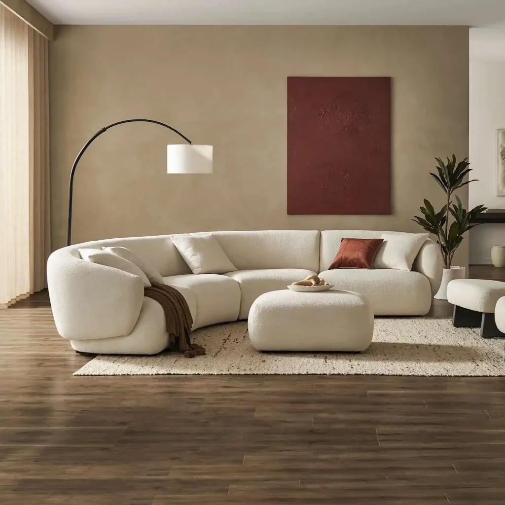 Auburn Performance Fabric Curve L-Shape Sectional Couch Image