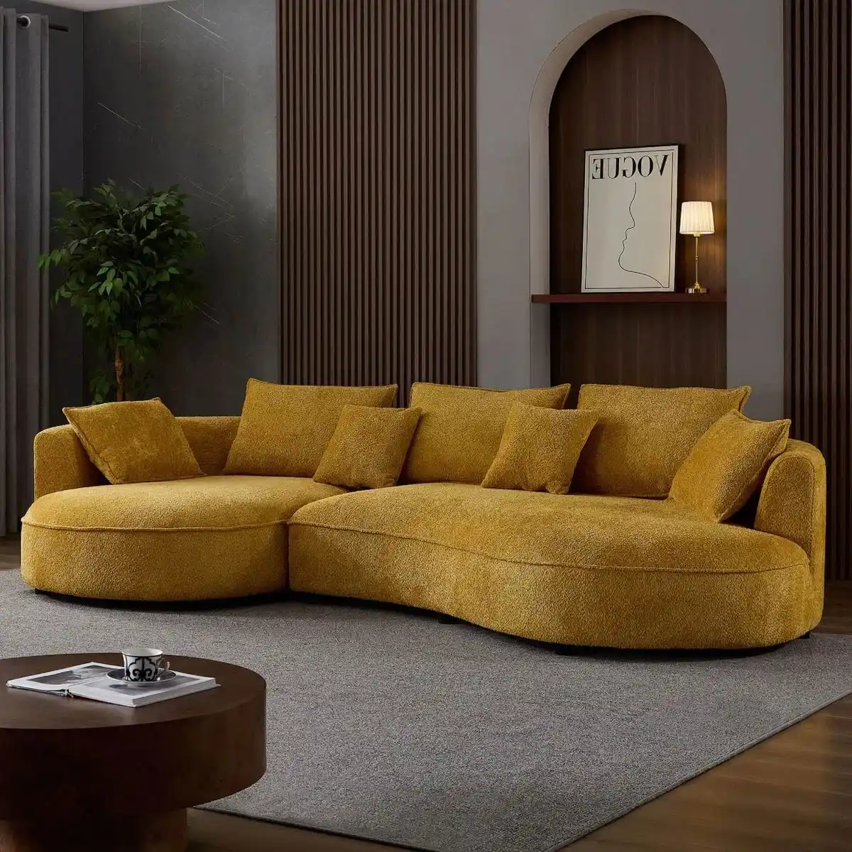 Curved sofa Dubai in a modern living room