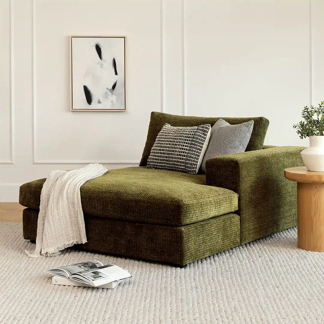 Cypress Green Right Chaise Sofa Module