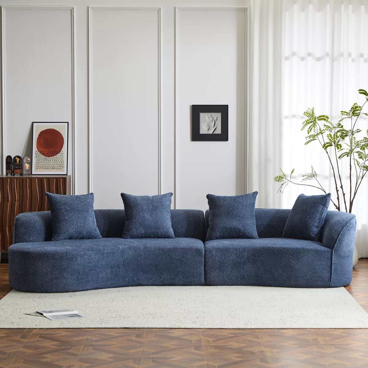 Modern Boucle Upholstered 5 Seater Curved Sectional Sofa Sample Image
