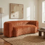 Modern Chenille Upholstered 3-Seater Curved Sofa Sample Image