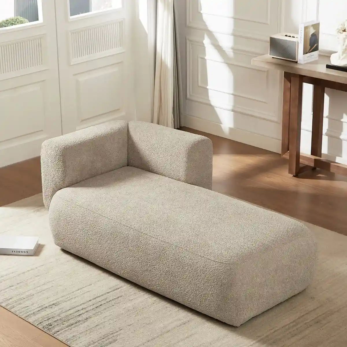 Modern boucle chaise sofa for living room Dubai