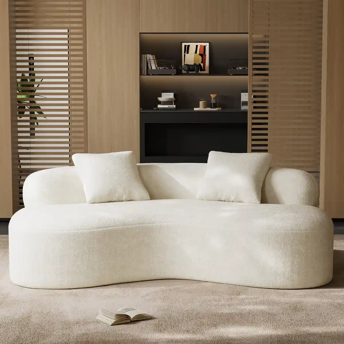 Modern cream curved sofa for living room