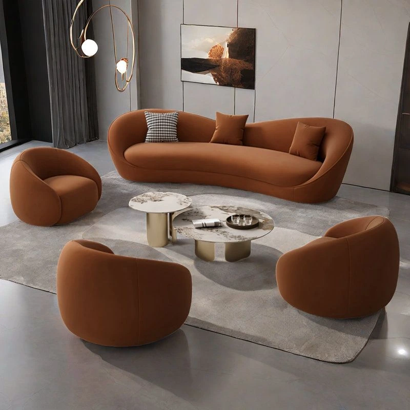 Modern curved sofa with premium upholstery