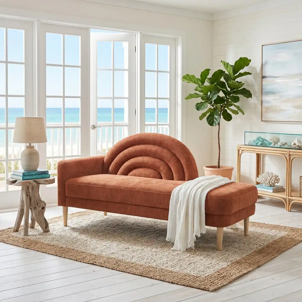 Ocher modern curved chaise lounge sofa Dubai