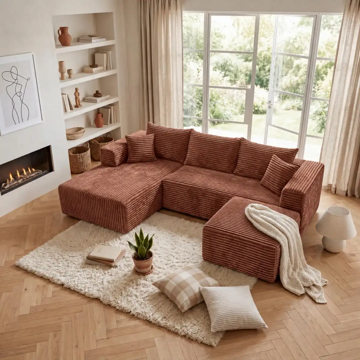Pocket spring U-shaped modular sectional sofa