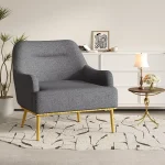 Sofa Chair with Curved Backrest and Gold Metal Legs Product Image