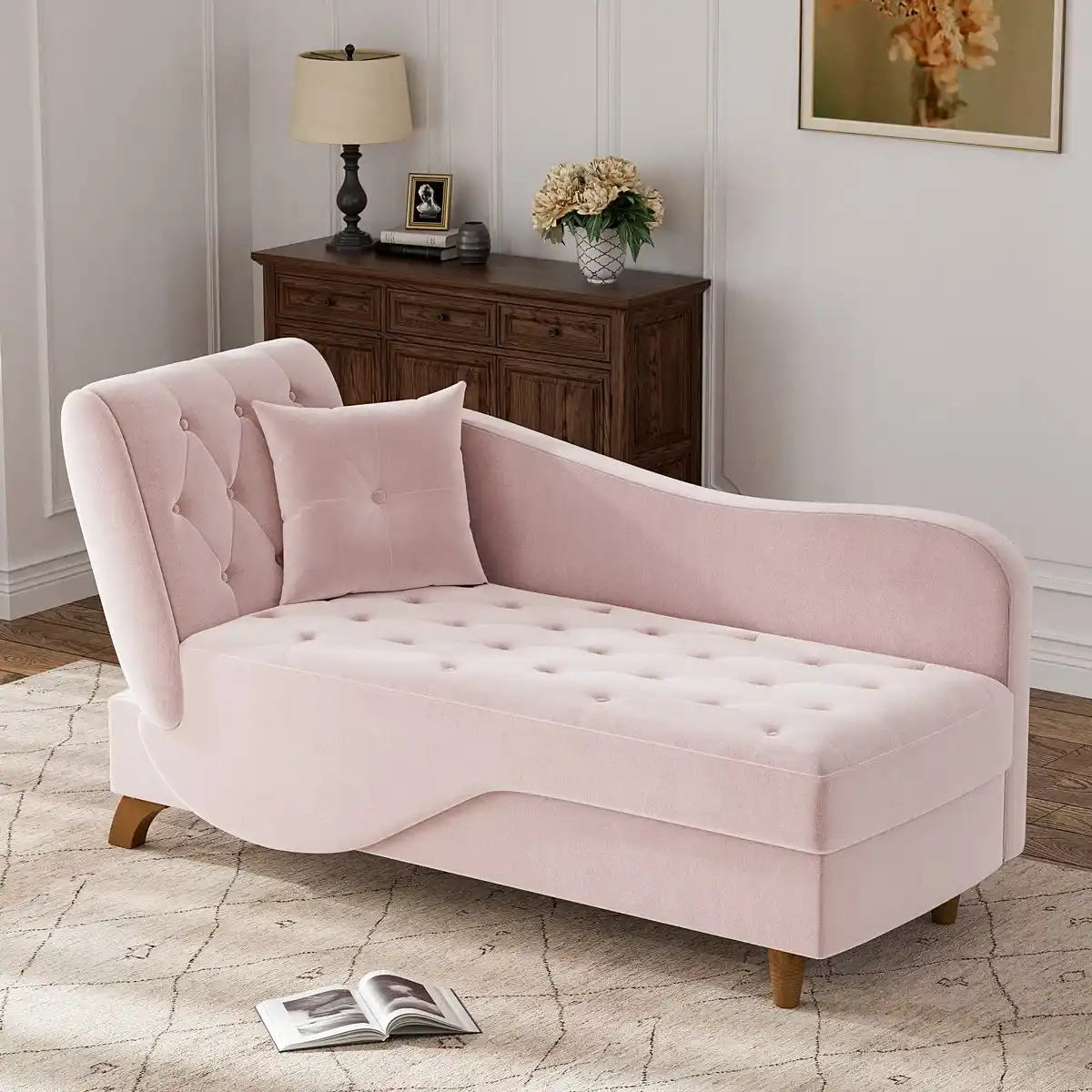 Velvet storage chaise lounge sofa Dubai