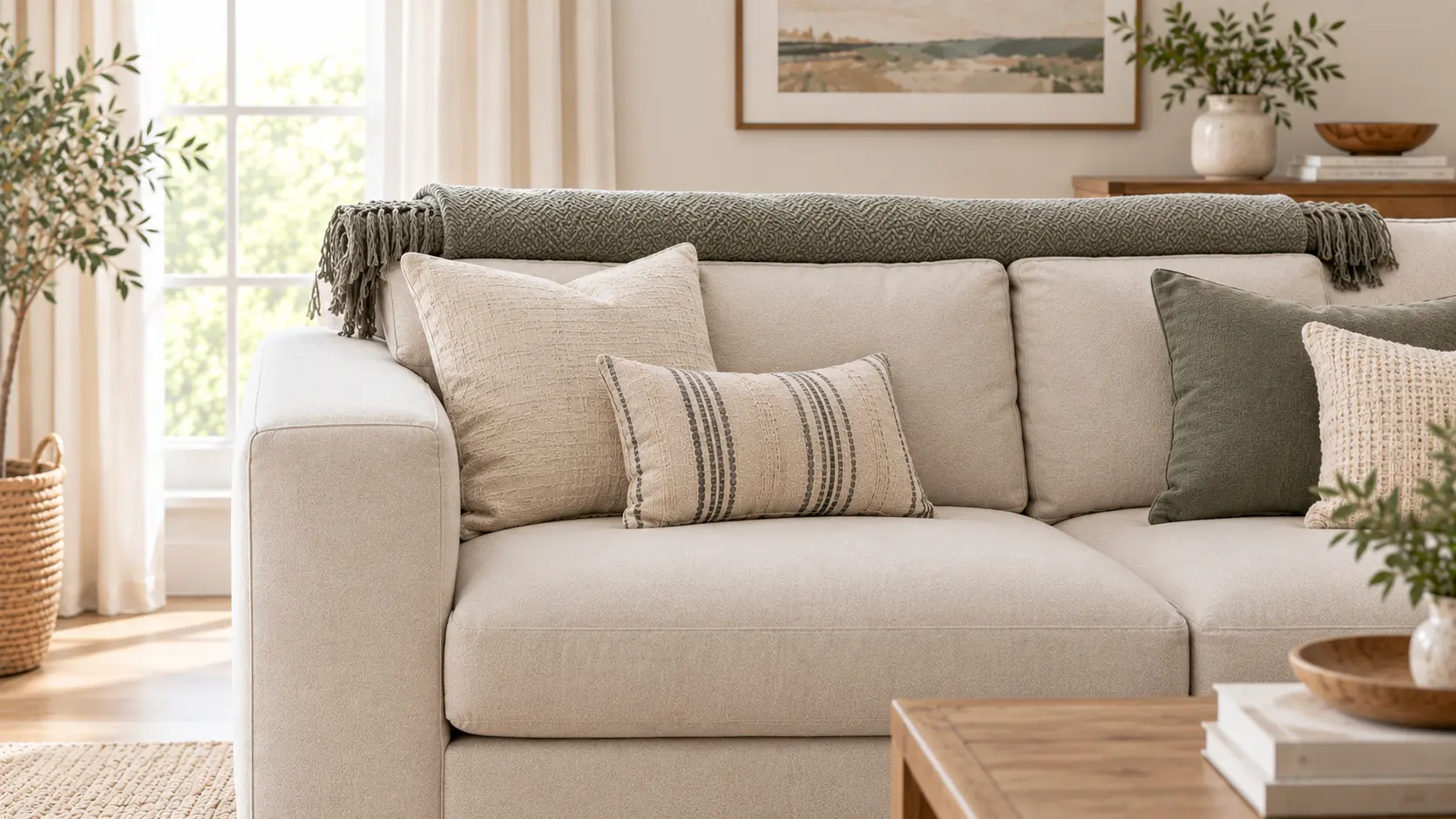Cozy Sage Throw Living Room