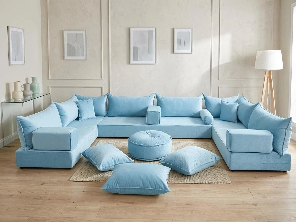 Royal majlis sofa set with carved wooden frame